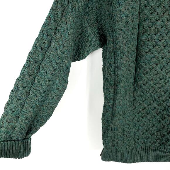 Aran Inisheer Sweater Green Wool Cable Knit Pullover Ireland Sz XL Men's - Picture 7 of 11